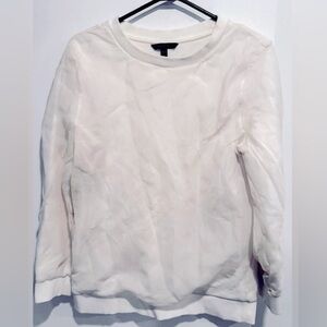 Banana Republic silk crew cotton sweatshirt organza overlay ivory cream rare USM